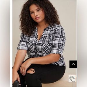 Torrid Harper Studio Crepe de Chine pullover 3/4 sleeve blouse Size 2XL